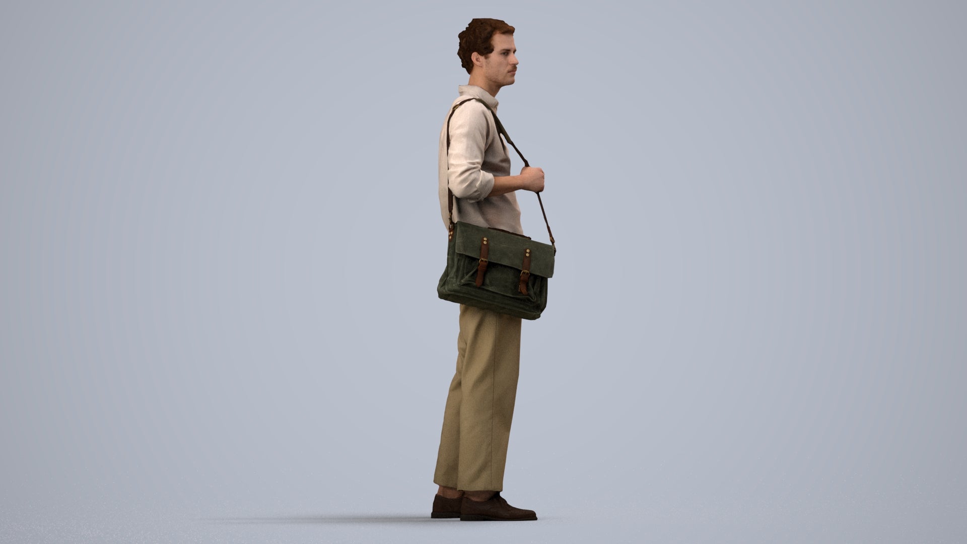 scanned 3D man casual standing, photogrammetry people for Enscape and V-Ray, side view render