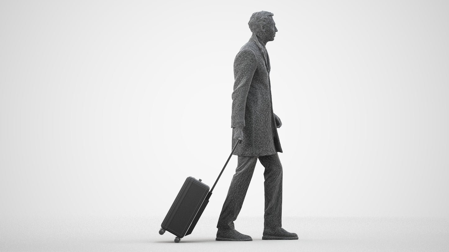 realistic 3D people man business, render-ready for V-Ray and Corona, FBX OBJ, wireframe side view