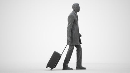 realistic 3D people man business, render-ready for V-Ray and Corona, FBX OBJ, wireframe side view