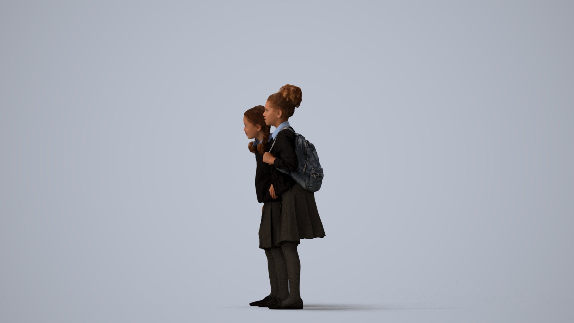 realistic 3D girl kids, scanned archviz people for Blender and 3ds Max, three-quarter view render