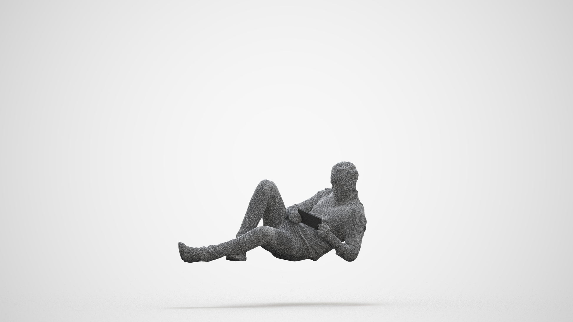 3D scanned man sitting casual, photorealistic archviz people for Enscape and SketchUp, three-quarter front view render