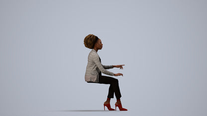 realistic 3D people woman business sitting, render-ready for V-Ray and Corona, FBX OBJ, side view render
