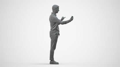 photogrammetry 3D man casual standing, realistic human model archviz FBX, wireframe side view
