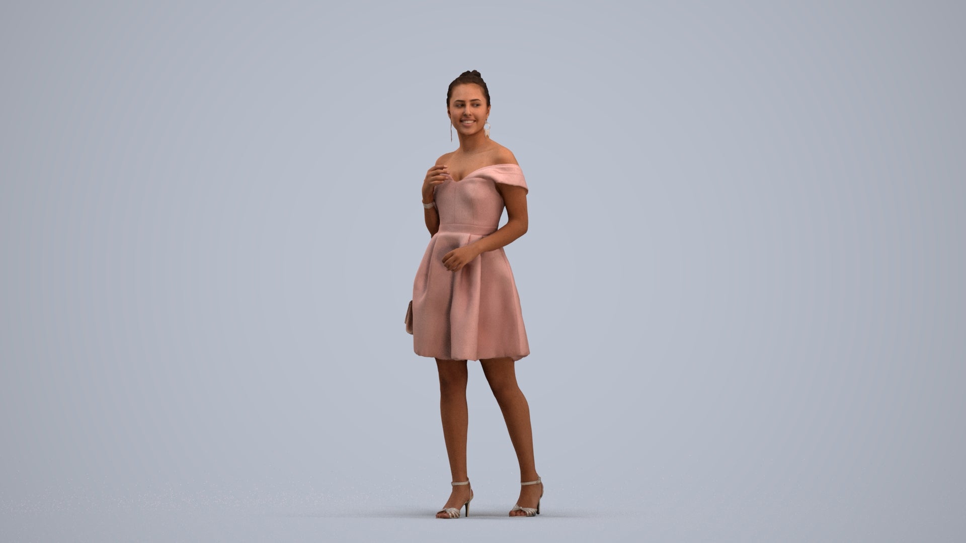 3D scanned woman formalaffairs formal, photorealistic archviz people for Enscape and SketchUp, standing pose render