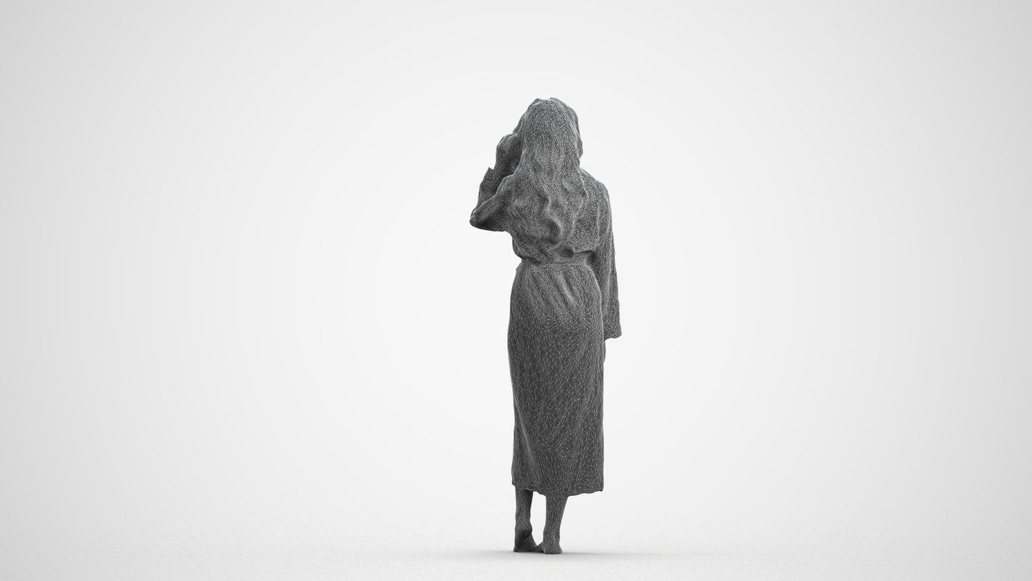3D people model woman business standing, scanned human for 3ds Max rendering, wireframe front view