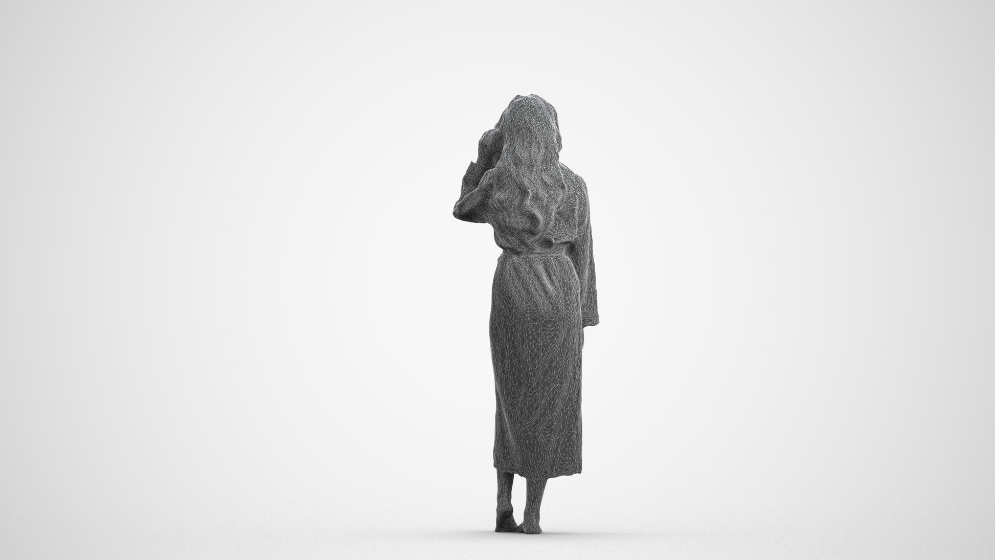3D people model woman business standing, scanned human for 3ds Max rendering, wireframe front view