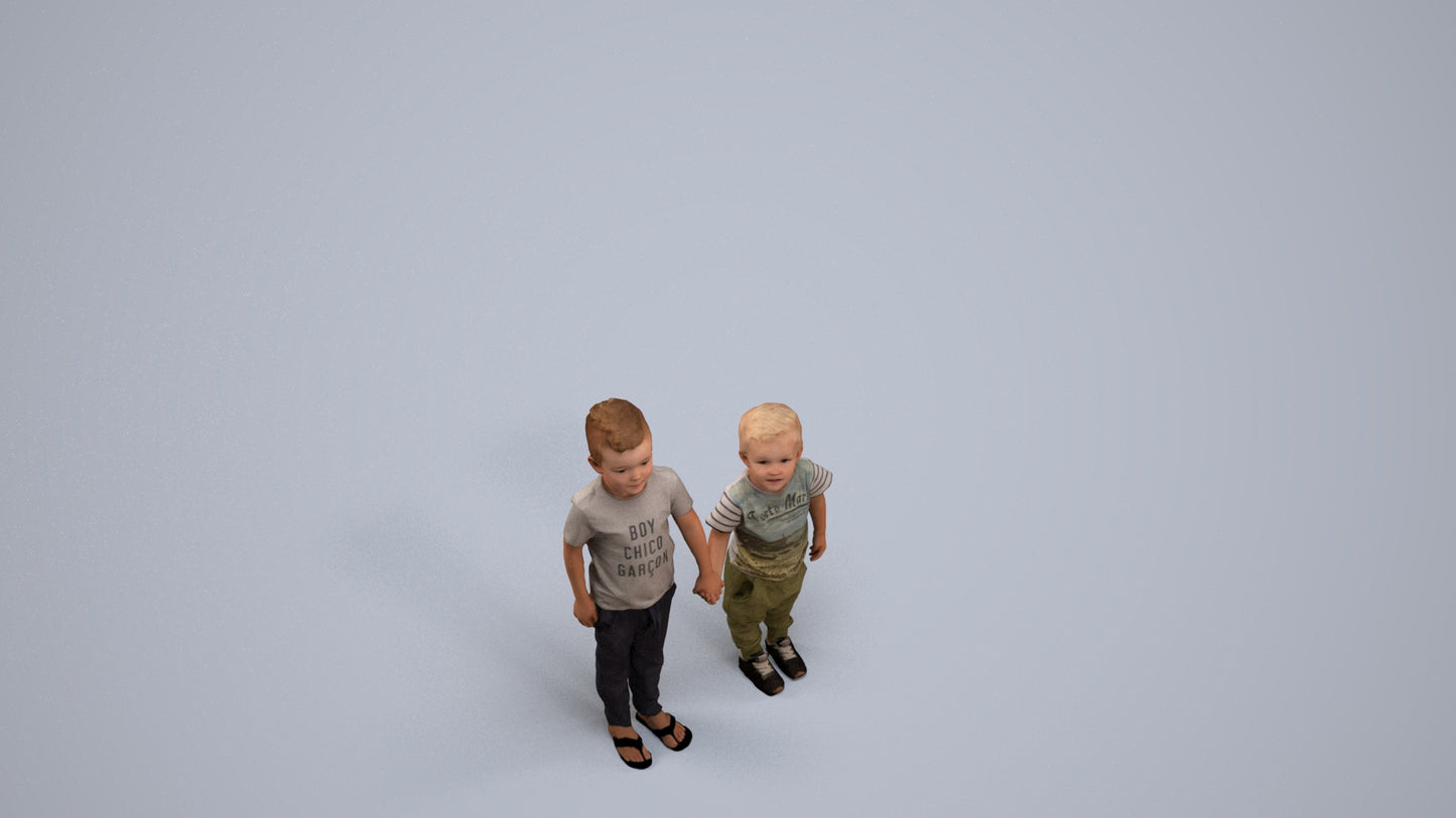 3D people model boy casual kids, scanned human for 3ds Max rendering, back view render