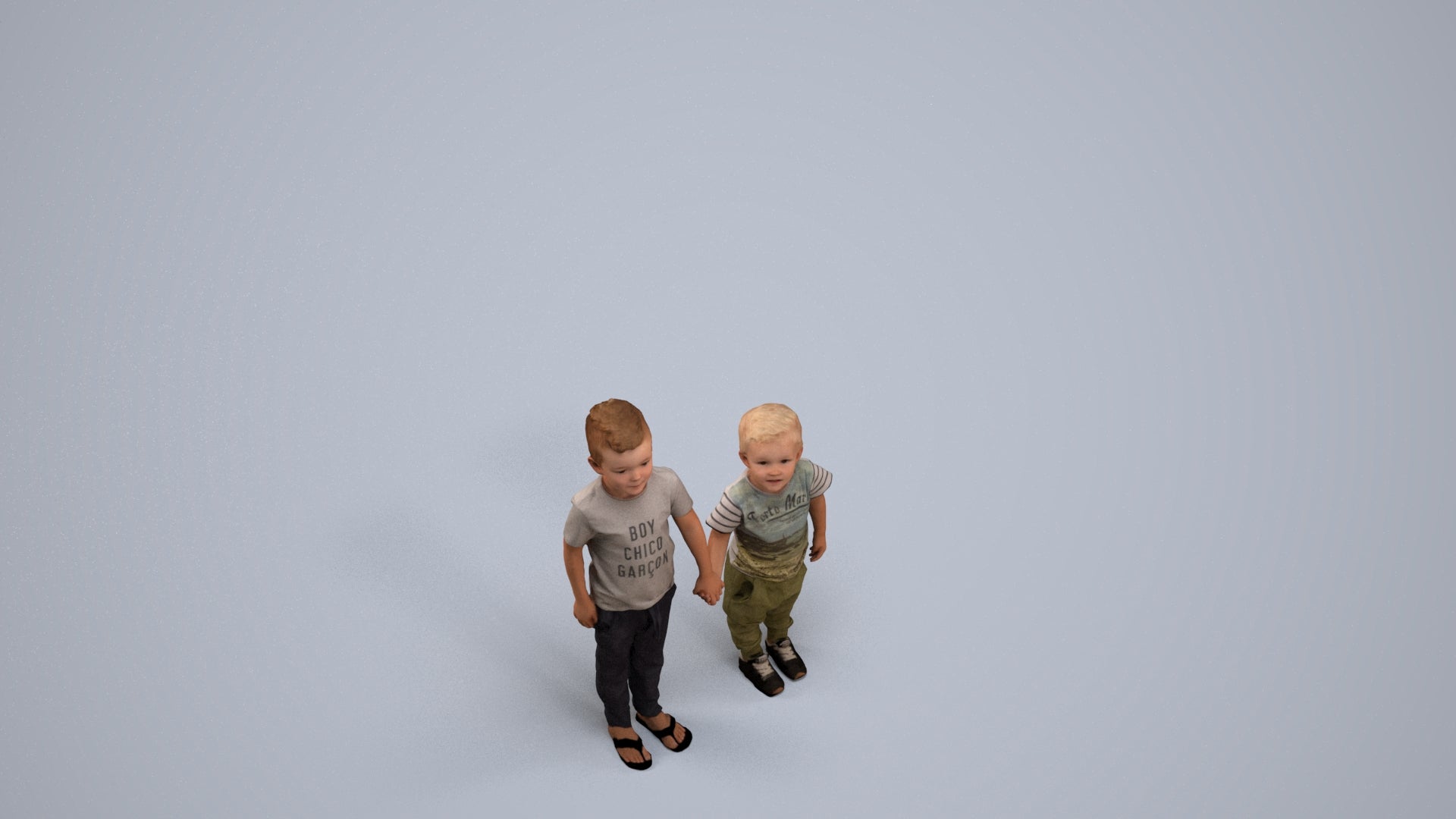 3D people model boy casual kids, scanned human for 3ds Max rendering, back view render