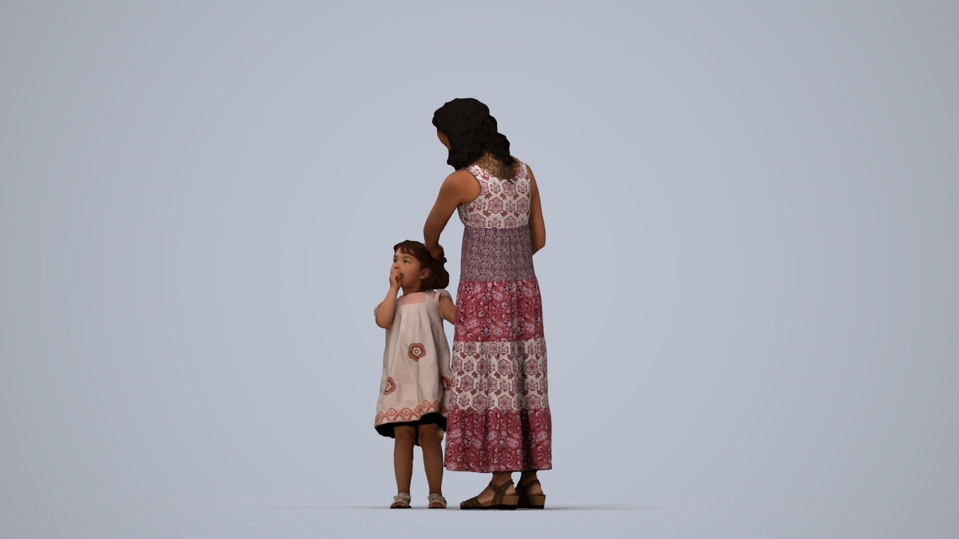realistic 3D people girl casual kids, render-ready for V-Ray and Corona, FBX OBJ, top-down view render