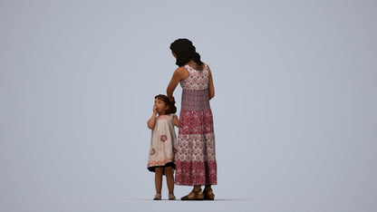 realistic 3D people girl casual kids, render-ready for V-Ray and Corona, FBX OBJ, top-down view render