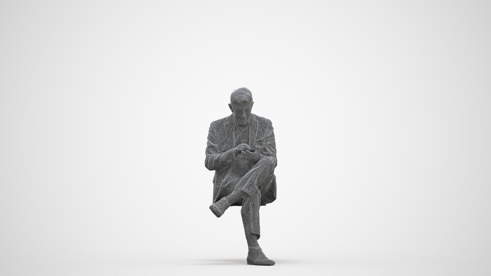 realistic 3D human senior man business, archviz people FBX OBJ for Blender, three-quarter front view render