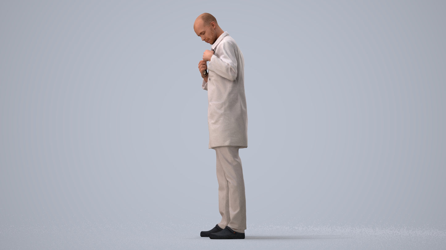 scanned 3D man medical, photogrammetry people for Enscape and V-Ray, three-quarter view render
