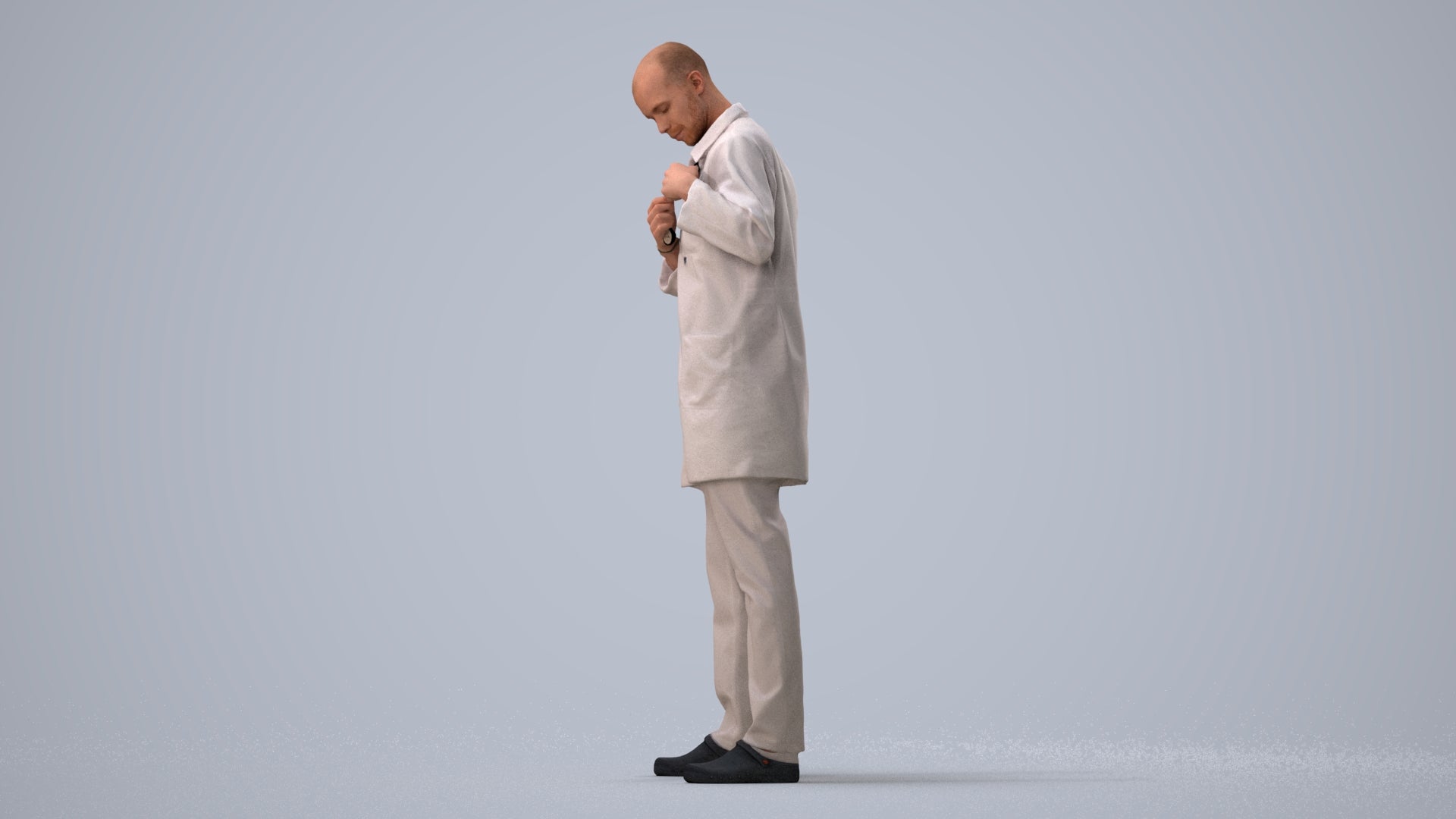 scanned 3D man medical, photogrammetry people for Enscape and V-Ray, three-quarter view render
