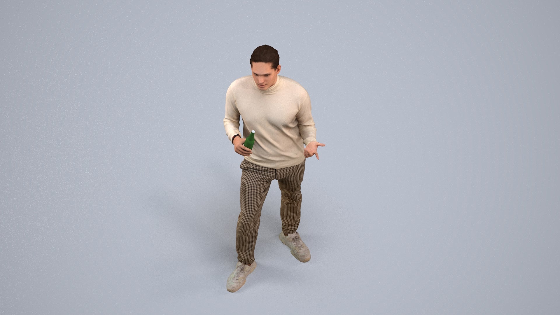 photogrammetry 3D man casual standing, realistic human model archviz FBX, back view render