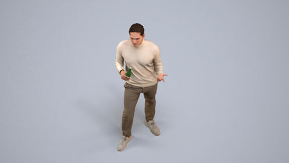 photogrammetry 3D man casual standing, realistic human model archviz FBX, back view render