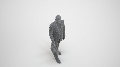 realistic 3D human man business, archviz people FBX OBJ for Blender, wireframe three-quarter view