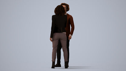 3D human model woman business, photogrammetry scanned person for archviz, three-quarter view render