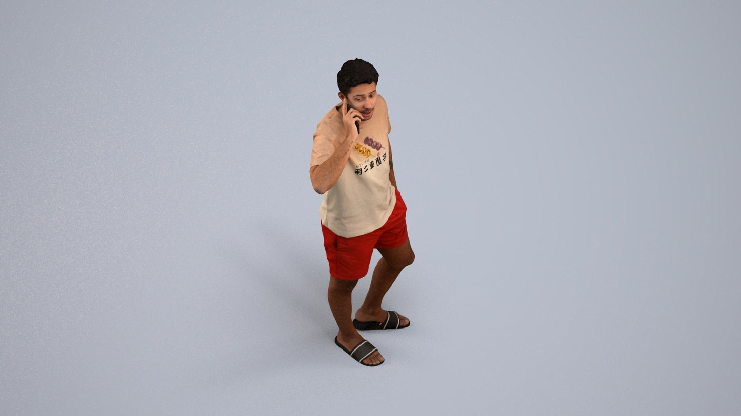 3D people model man casual standing, scanned human for 3ds Max rendering, back view render