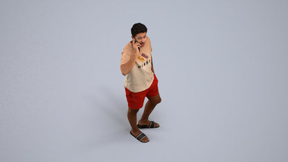 3D people model man casual standing, scanned human for 3ds Max rendering, back view render