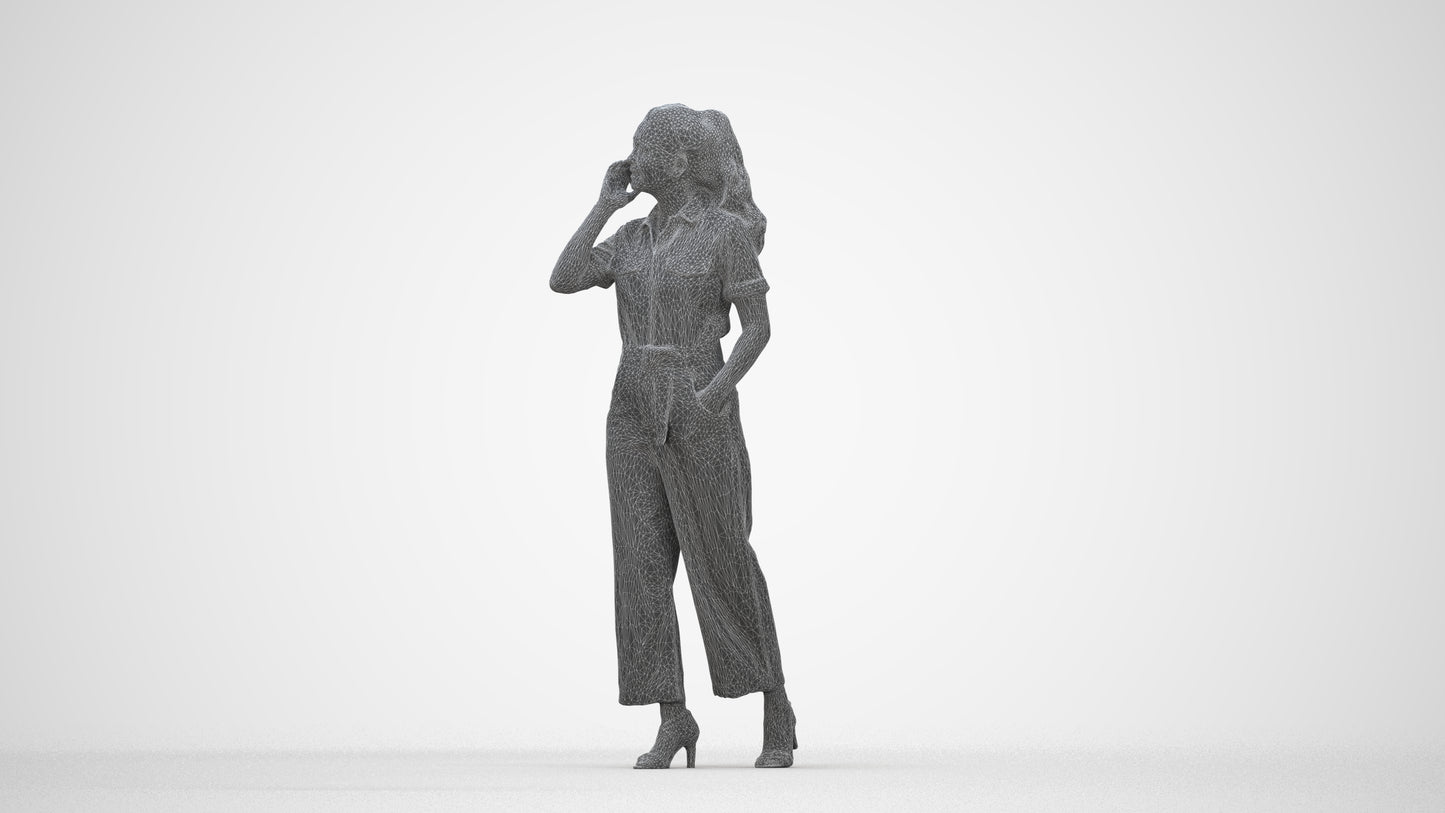 scanned 3D woman formal walking, photogrammetry people for Enscape and V-Ray, wireframe back view