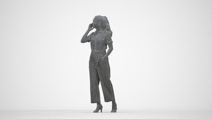 scanned 3D woman formal walking, photogrammetry people for Enscape and V-Ray, wireframe back view