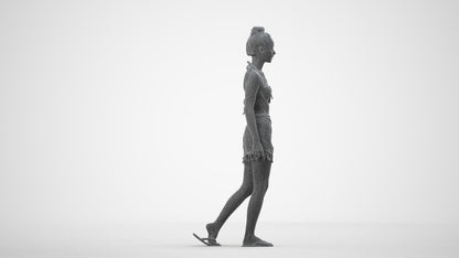 scanned 3D woman pool, photogrammetry people for Enscape and V-Ray, wireframe side view