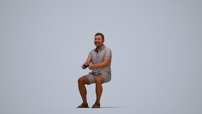 realistic 3D people man casual sitting, render-ready for V-Ray and Corona, FBX OBJ, top-down view render