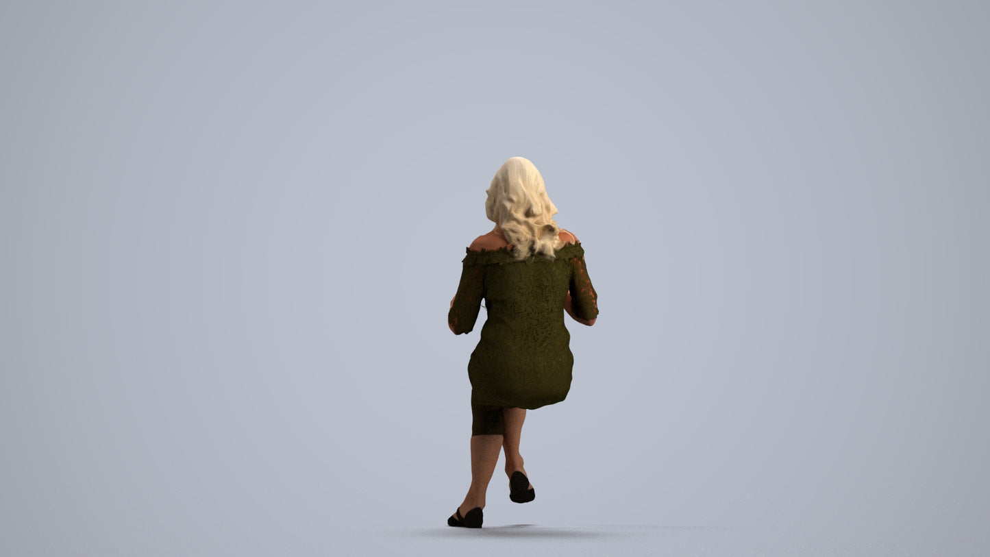 realistic 3D senior woman casual business, scanned archviz people for Blender and 3ds Max, front view render