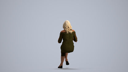 realistic 3D senior woman casual business, scanned archviz people for Blender and 3ds Max, front view render
