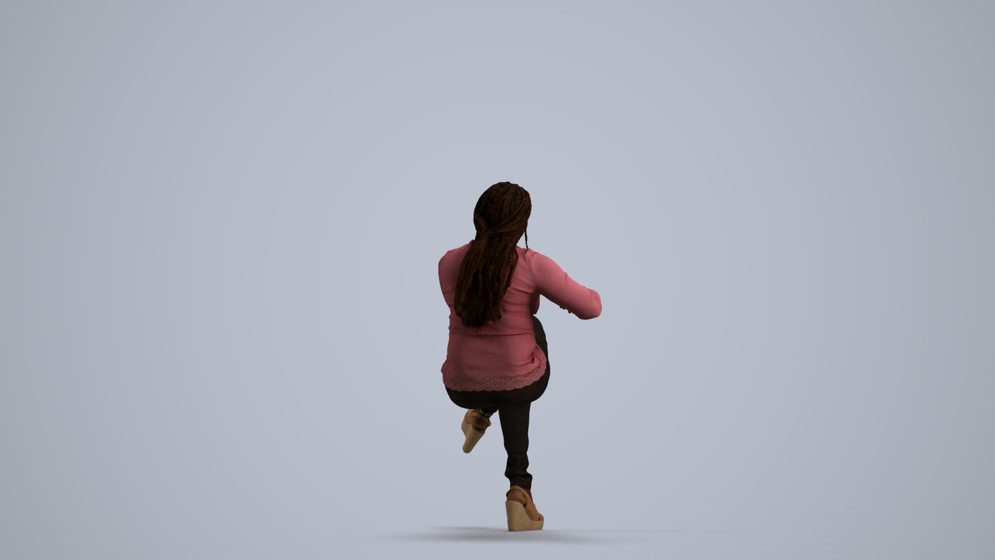 3D people model woman casual sitting, scanned human for 3ds Max rendering, front view render