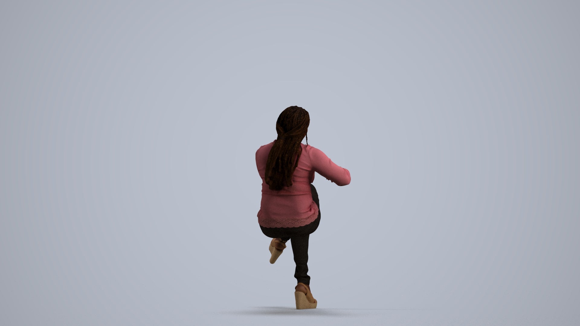 3D people model woman casual sitting, scanned human for 3ds Max rendering, front view render