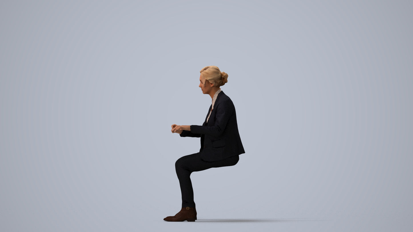 realistic 3D woman business, scanned archviz people for Blender and 3ds Max, three-quarter view render