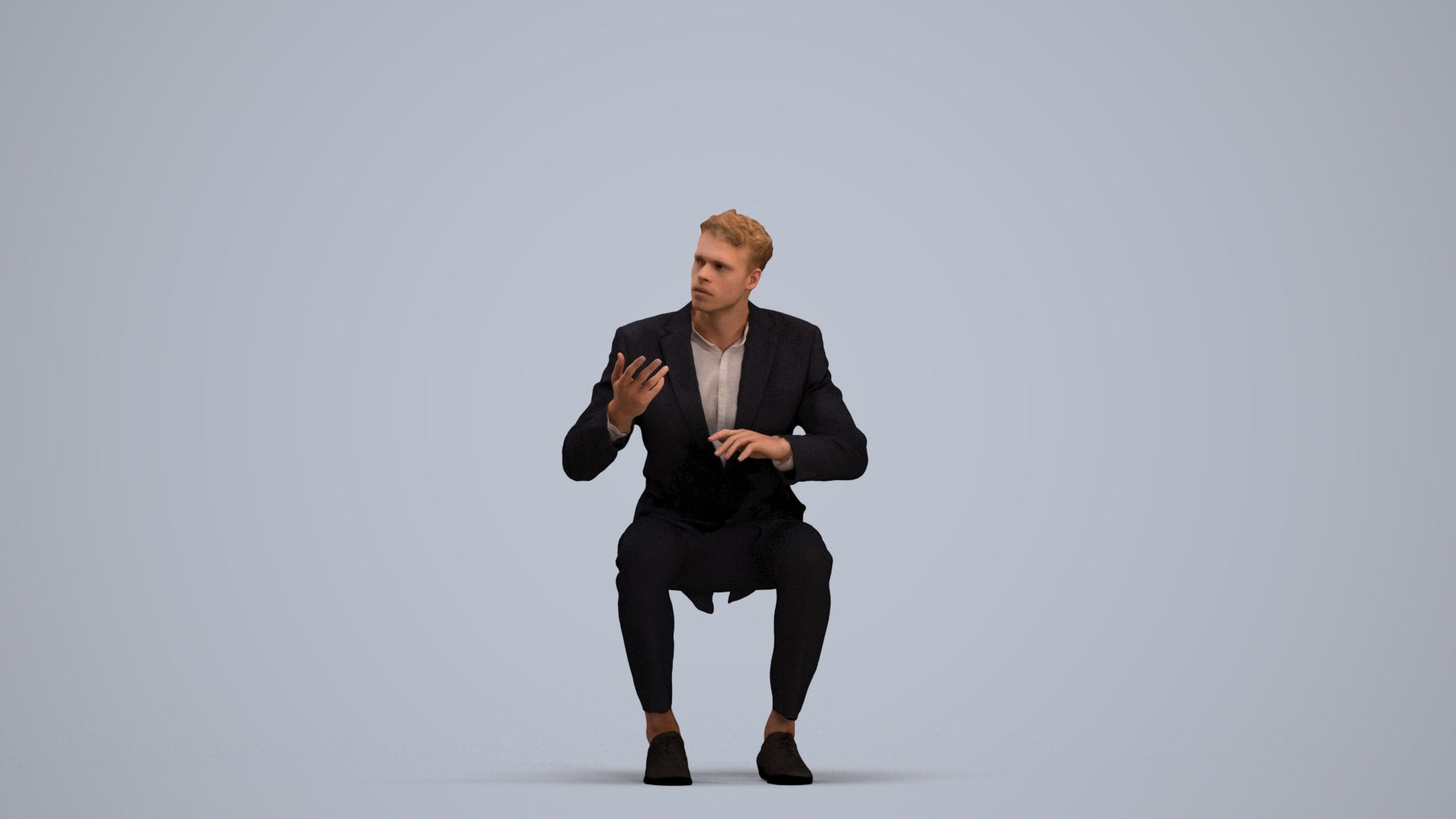 3D people model man business, scanned human for 3ds Max rendering, standing pose render