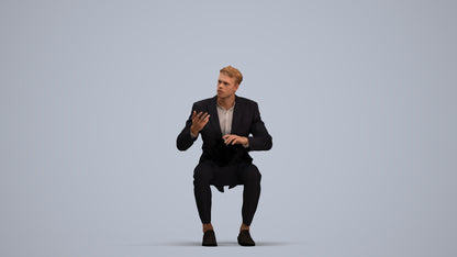 3D people model man business, scanned human for 3ds Max rendering, standing pose render