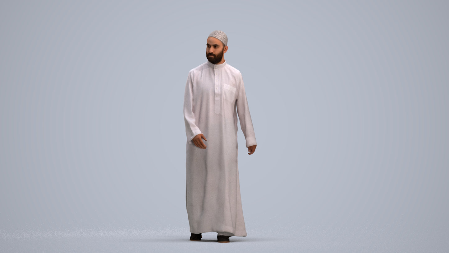 3D people model man walking, scanned human for 3ds Max rendering, standing pose render