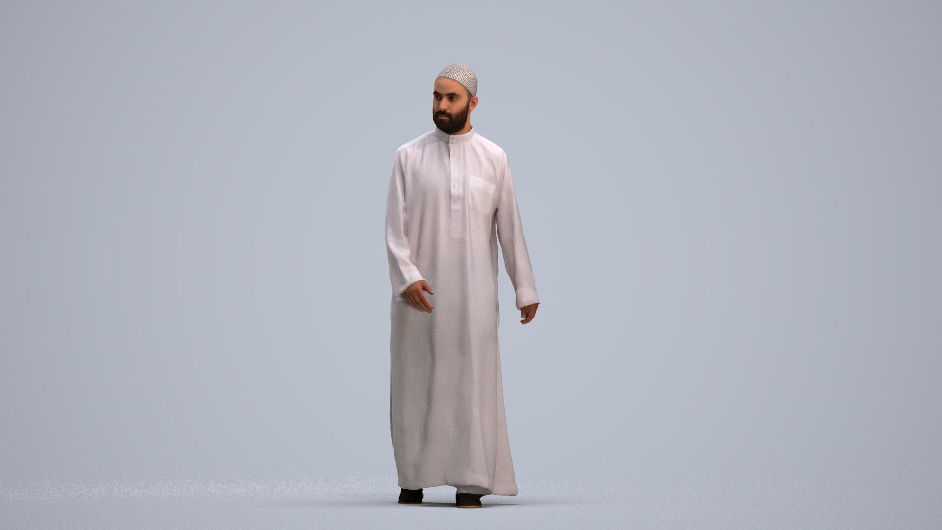 3D people model man walking, scanned human for 3ds Max rendering, standing pose render