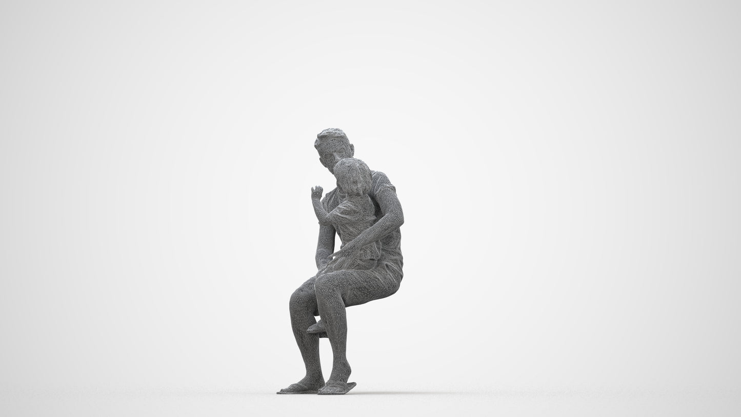 scanned 3D boy casual kids, photogrammetry people for Enscape and V-Ray, wireframe back view