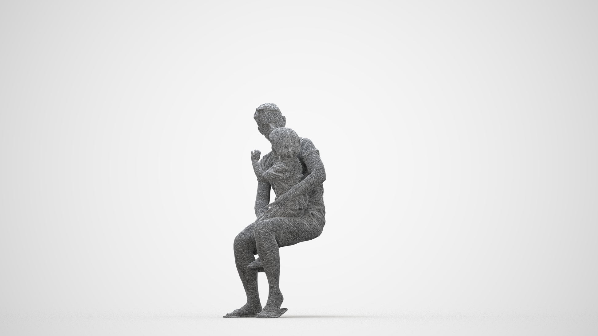scanned 3D boy casual kids, photogrammetry people for Enscape and V-Ray, wireframe back view