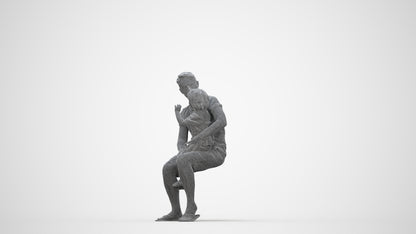 scanned 3D boy casual kids, photogrammetry people for Enscape and V-Ray, wireframe back view