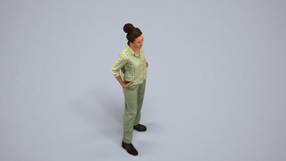 scanned 3D woman casual standing, photogrammetry people for Enscape and V-Ray, back view render