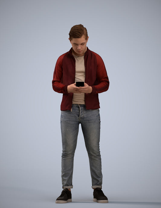 scanned 3D boy casual kids, photogrammetry people for Enscape and V-Ray