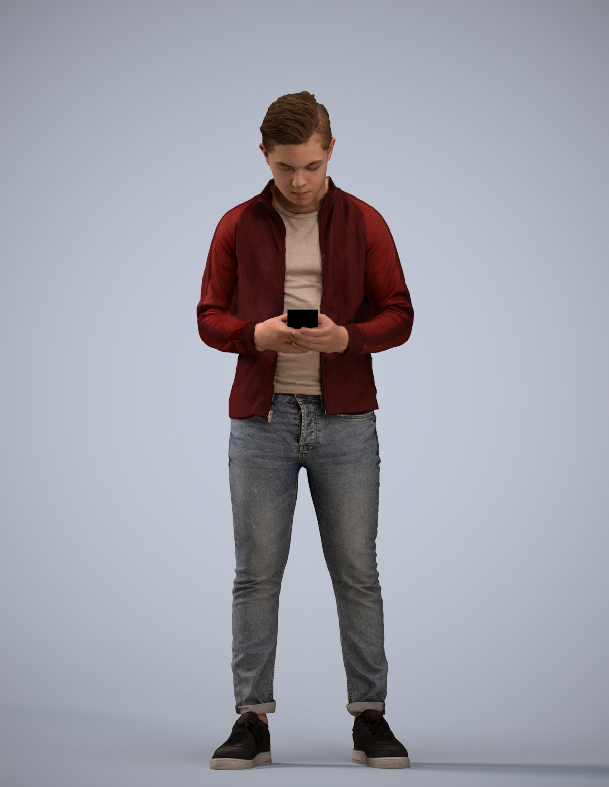 scanned 3D boy casual kids, photogrammetry people for Enscape and V-Ray