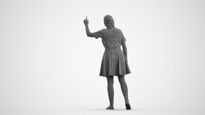 realistic 3D people girl kids, render-ready for V-Ray and Corona, FBX OBJ, wireframe front view