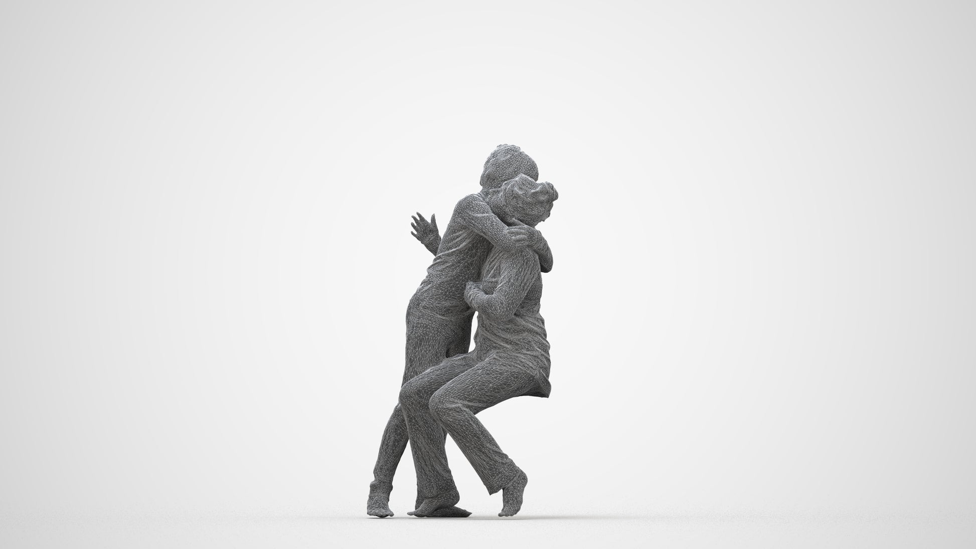 realistic 3D human girl kids, archviz people FBX OBJ for Blender, wireframe back view