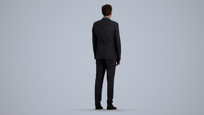 3D people model man business, scanned human for 3ds Max rendering, front view render