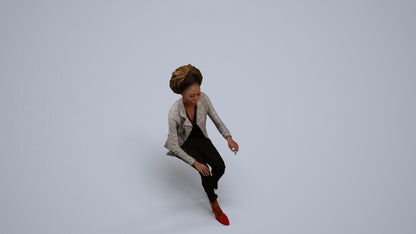 3D scanned woman sitting business, photorealistic archviz people for Enscape and SketchUp, back view render