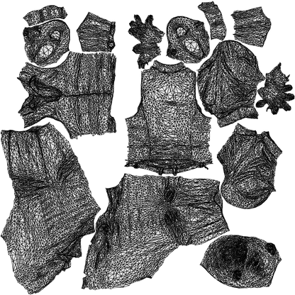 3D human model man casual driving, photogrammetry scanned person for archviz, wireframe top-down view