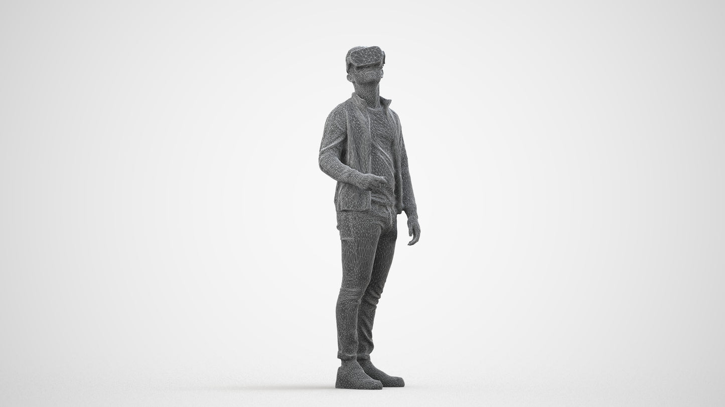 realistic 3D boy casual kids, scanned archviz people for Blender and 3ds Max, wireframe side view