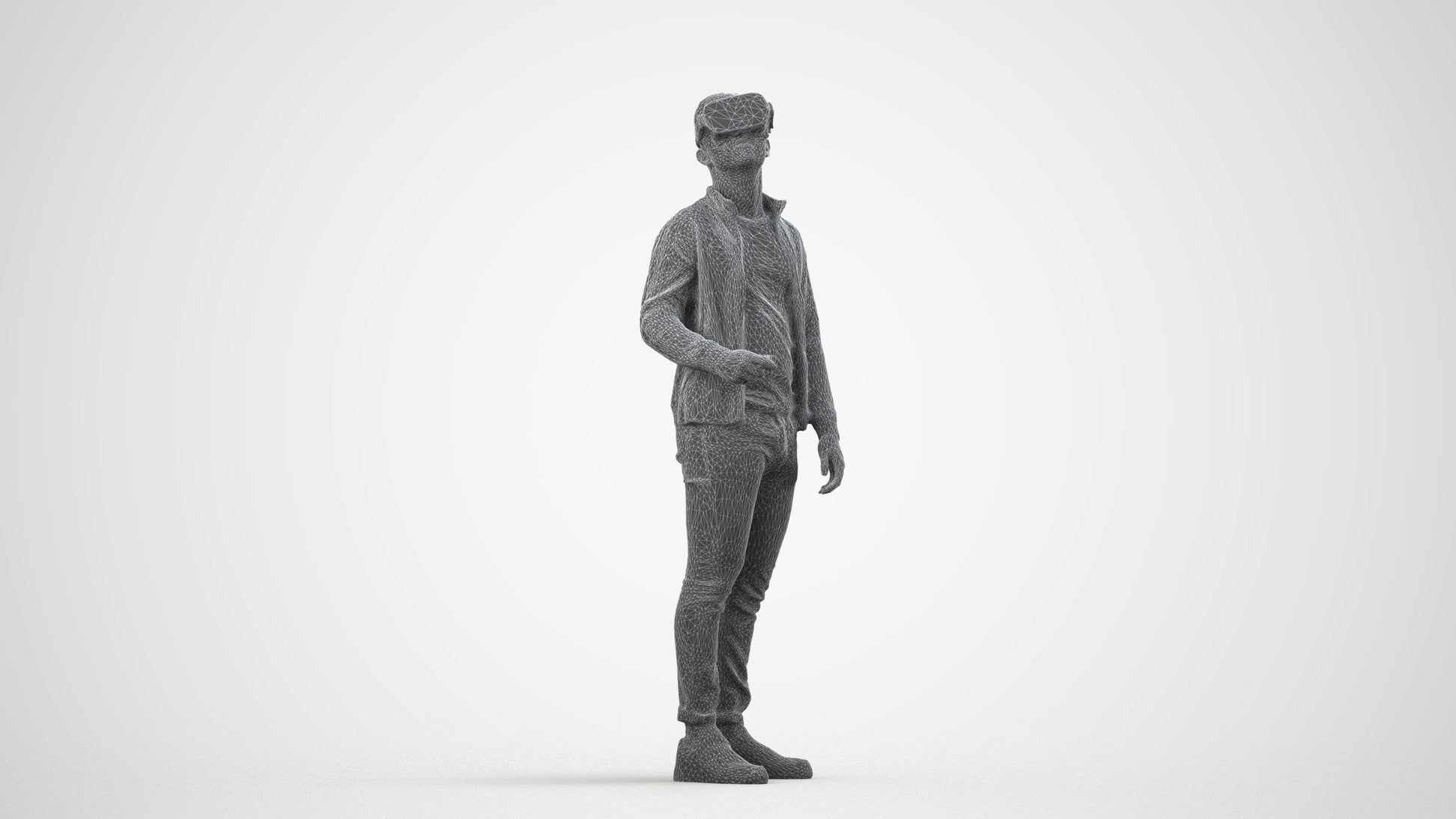 realistic 3D boy casual kids, scanned archviz people for Blender and 3ds Max, wireframe side view