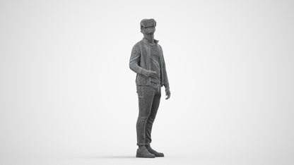 realistic 3D boy casual kids, scanned archviz people for Blender and 3ds Max, wireframe side view